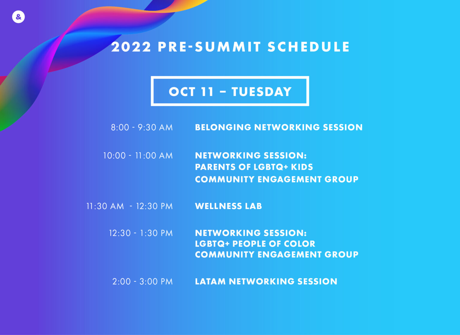 2022 PreSummit Schedule Out & Equal