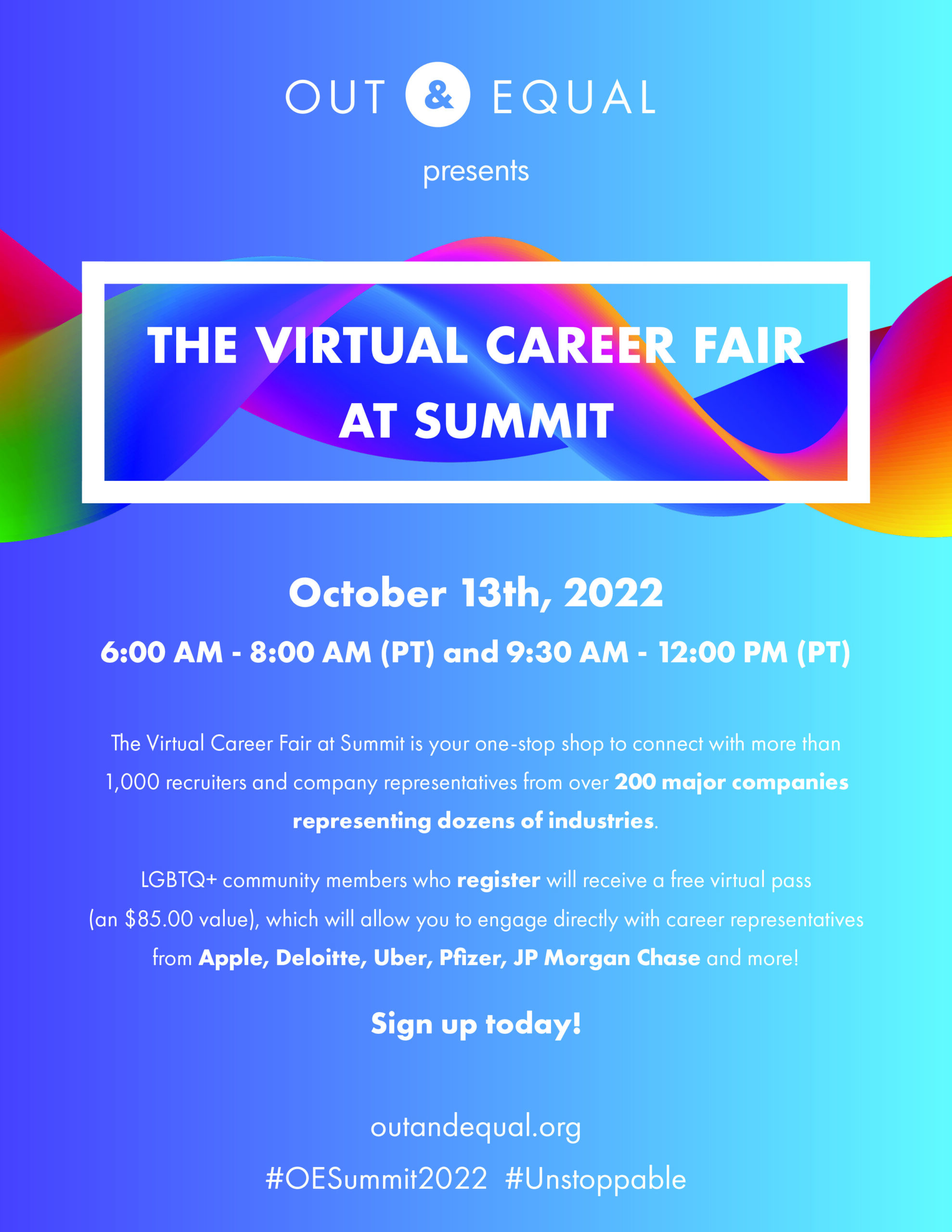 2022 Workplace Summit Virtual Career Fair Out & Equal